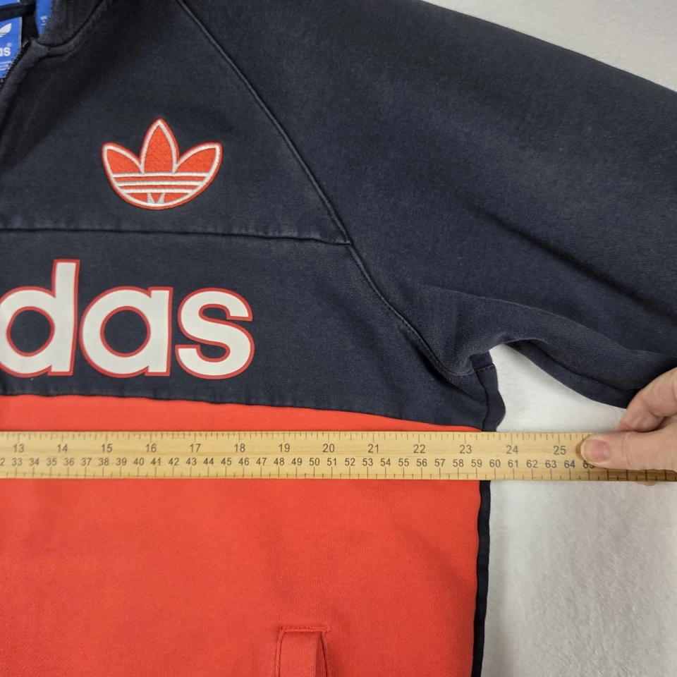 Adidas Trefoil Full Zip Hoodie Men's L Black Red Sports Streetwear Cotton Blend - Image 4 of 4