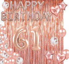 Rose Gold 61st Happy Birthday Photo Background Balloon Party Decoration Supplies