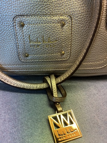 Nicole Miller Handbag/purse. Metallic Gold leather, Animal print interior. - Picture 2 of 8