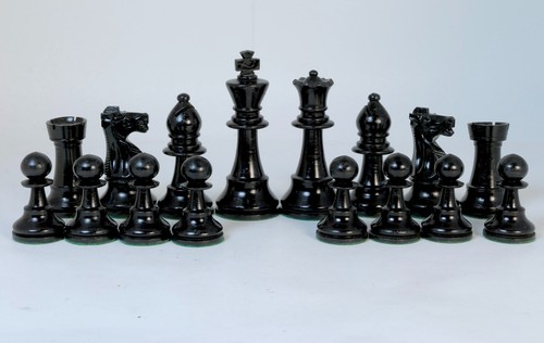 Staunton Chess Set Pieces with Wood Case - Ebonized Boxwood 3 5/8" - Picture 2 of 12