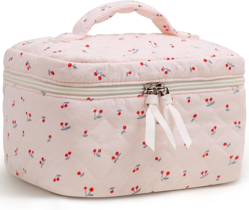 Large Cosmetic Bags for Women Cute Makeup Bag Floral Coquette Aesthetic Toiletry