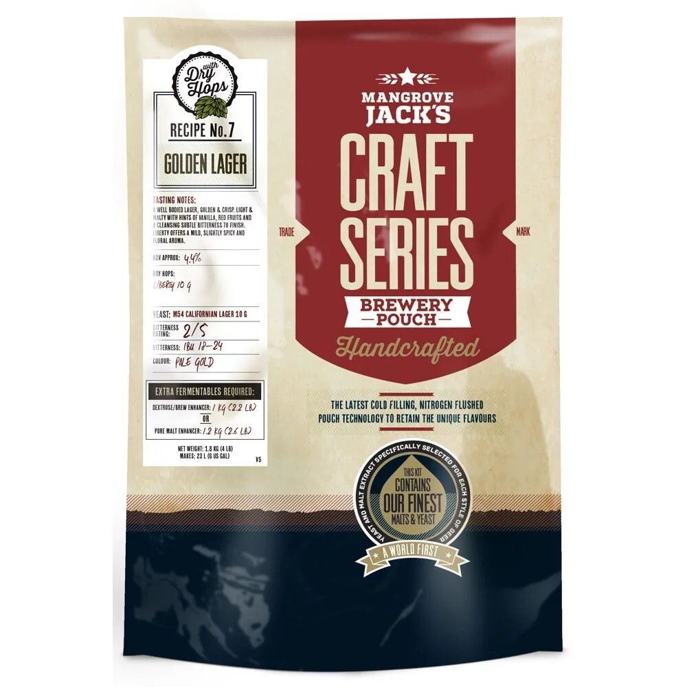 Mangrove Jacks Golden Lager Craft Series with Dry Hops 1.8kg for Home Brew Beer