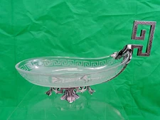 EXCEPTIONAL QUALITY ANTIQUE FRENCH STERLING SILVER / FROSTED GLASS CANDY DISH