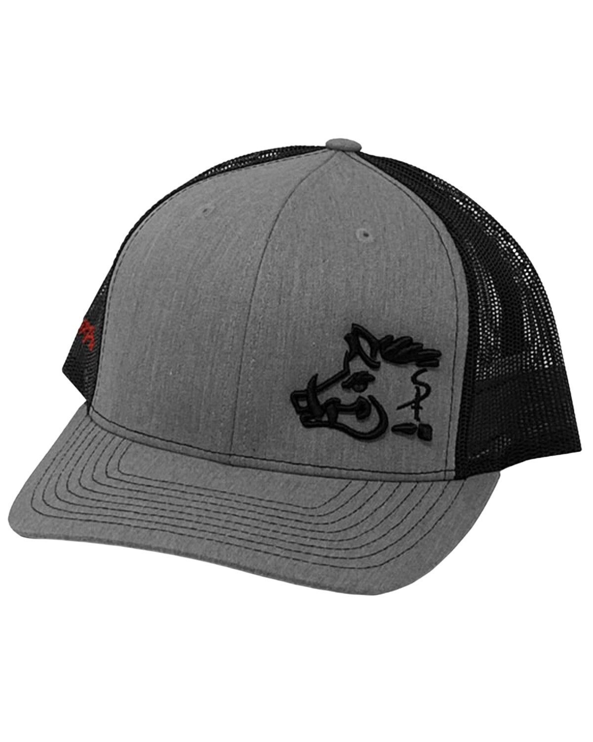 Oil Field Hats Men's Heather Sniper Pig Embroidered Mesh-Back Ball Cap  Grey