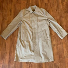 Vintage Richman Brothers Mens Button Front Beige Trench Coat Size Medium     AX