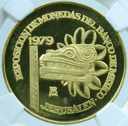 1979 ISRAEL Mexico Coin Exposition GOLD 1/2oz Menorah Medal NGC i121423