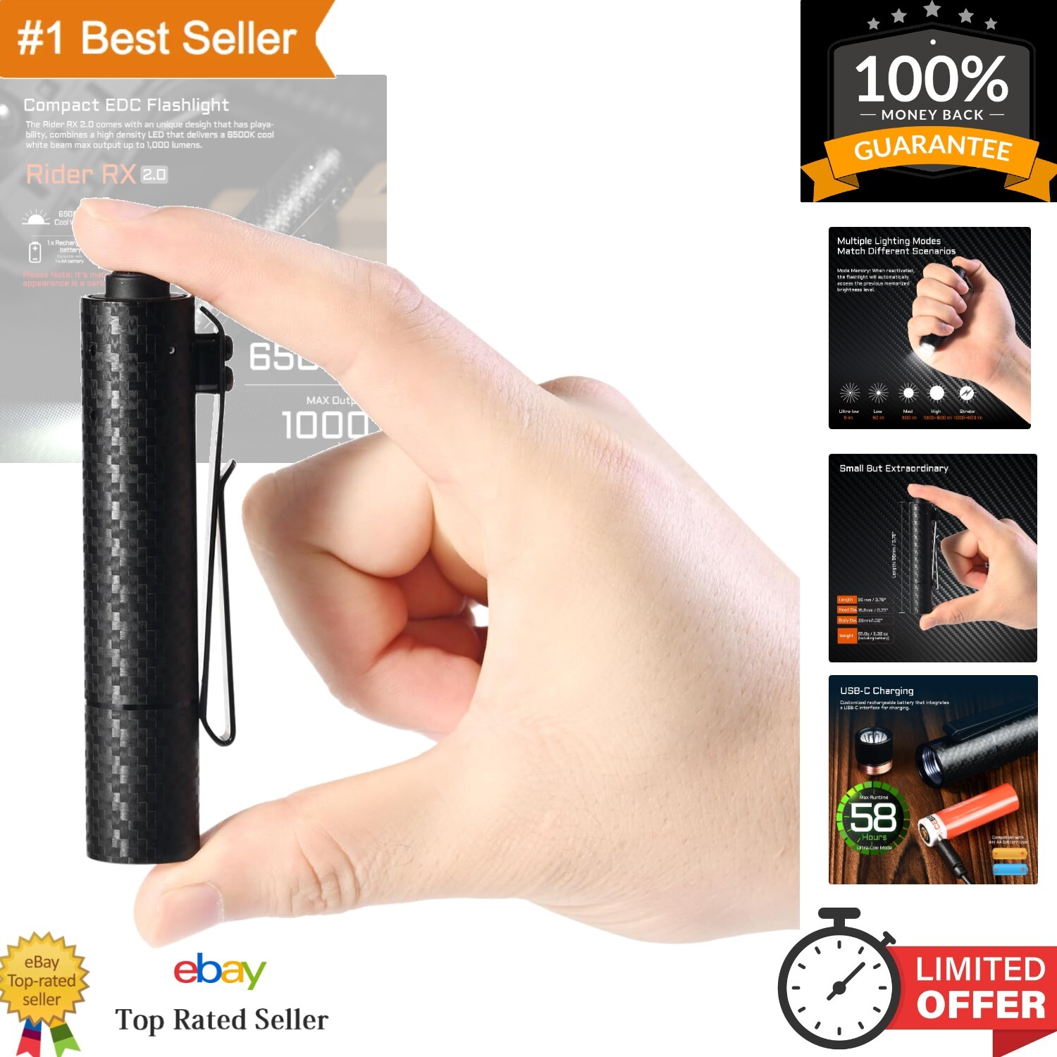 Ultra Bright 1000 Lumens Mini Flashlight - Perfect for Camping & Emergencies