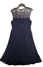 Lauren Ralph Lauren Womens Beaded Georgette Cockt French Navy 16 Dress   D167