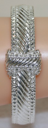 Pulsera de plata brillante, brazalete, bisagra de resorte, 1/2 pulgada de ancho - Imagen 2 de 6