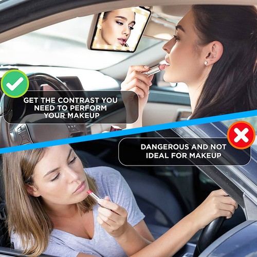 60 LEDs Car Sun Visor Vanity Mirror Rechargeable Makeup Mirror with 3Light Modes - Picture 3 of 12