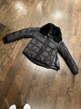 Black Dawnlevy Womens Xs Wintwr Coat Fur Colar Zip Up Side Never Worn