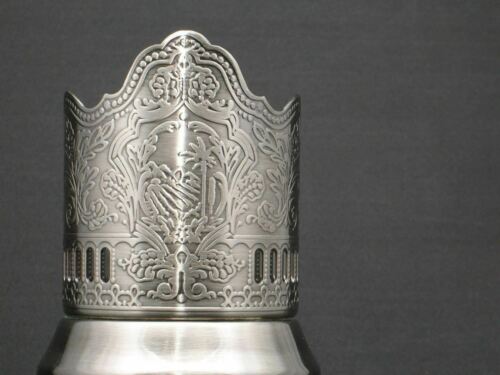 Russian Metal Tea Glass Holder Podstakannik w/ Soviet 20 Facet Granyonyi 8.5 oz - Picture 4 of 7