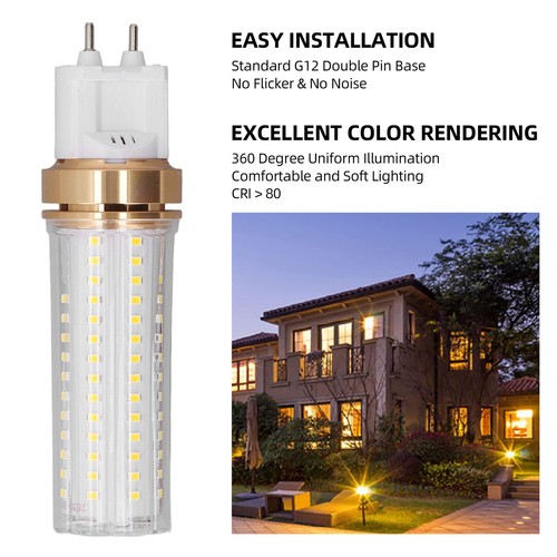 2 Pcs 20W G12 LED Corn Light Bulb 2000LM 360 Degree Lighting Angle SMD Chip L US
