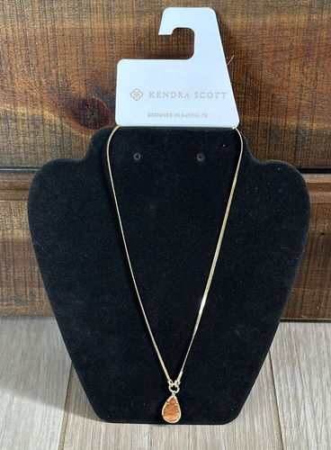 NEW Kendra Scott Sami Herringbone 14K Gold Plated Statement Necklace/Coral - NWT