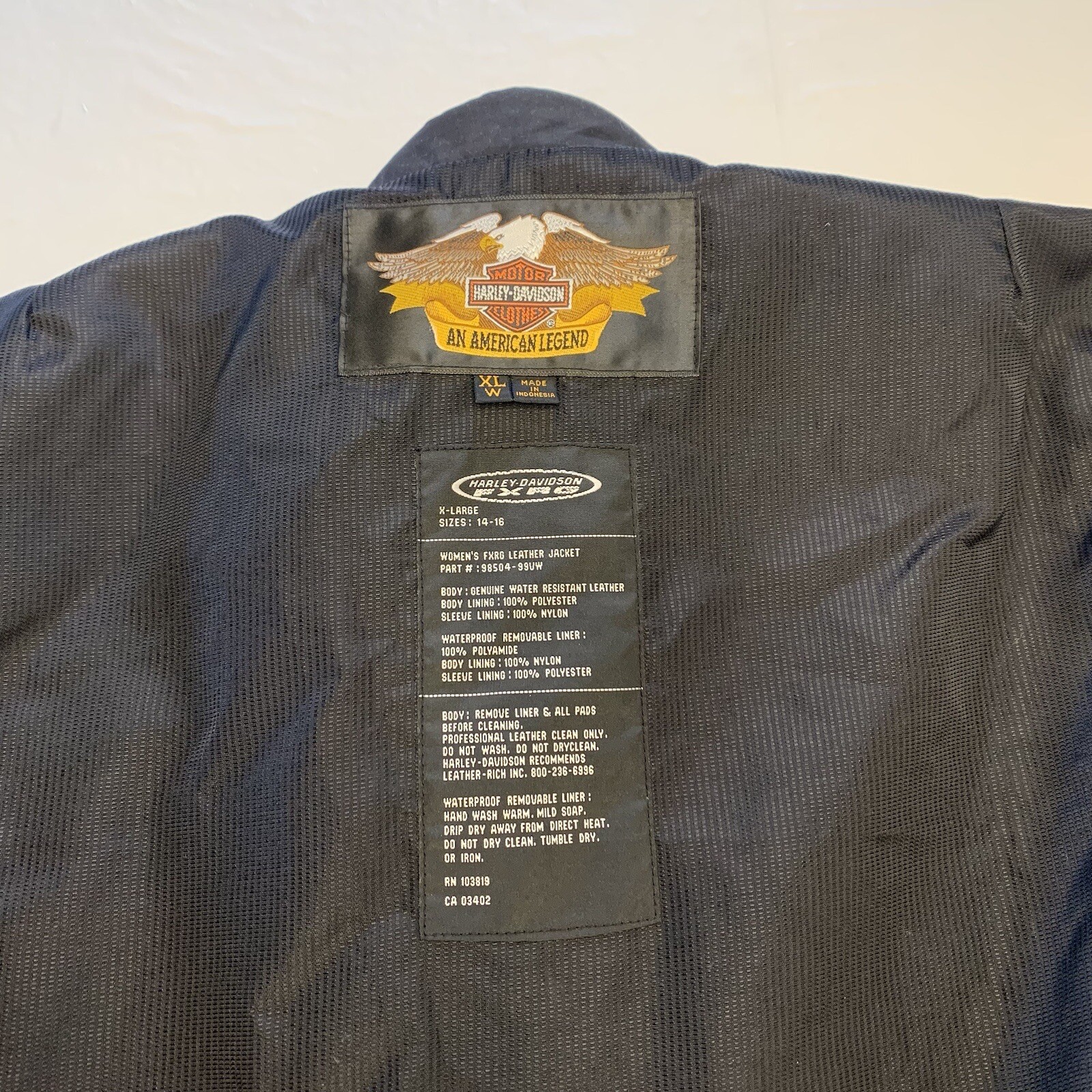 Harley Davidson Replacement Liner For Women’s FXRG Leather Jacket Women