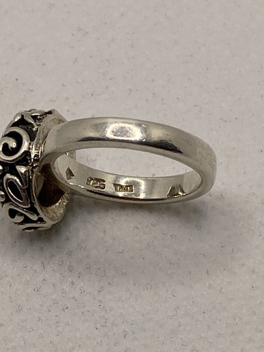 Ornate Sterling Silver 925 Smoky Quartz Gemstone Statement Ring Size 5.75 - Picture 8 of 10