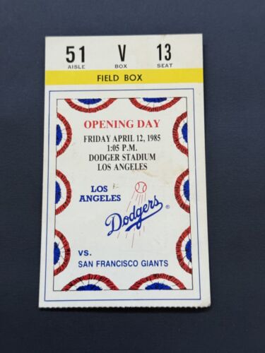 1985 Eröffnungstag Los Angeles Dodgers vs San Francisco Giants Ticket Stub