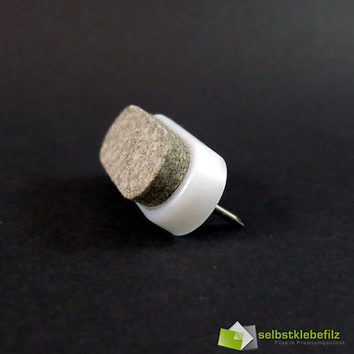 Professional 2 pin nail glides furniture glides 38x18mm wool felt glides felt White