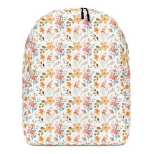 Minimalist Backpack Beautiful Floral Pattern