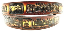 USPS POSTAL WORKER MAIL SERVICE DELIVERY EMBOSSED COWHIDE LEATHER BELT USA MADE
