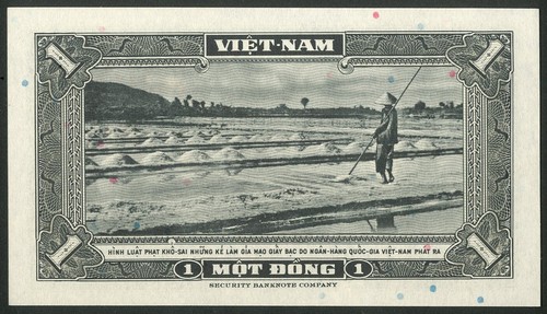 Vietnam- South, National Bank, 1 Dong, ND (1955), 3rd issue, UNC - Picture 2 of 2