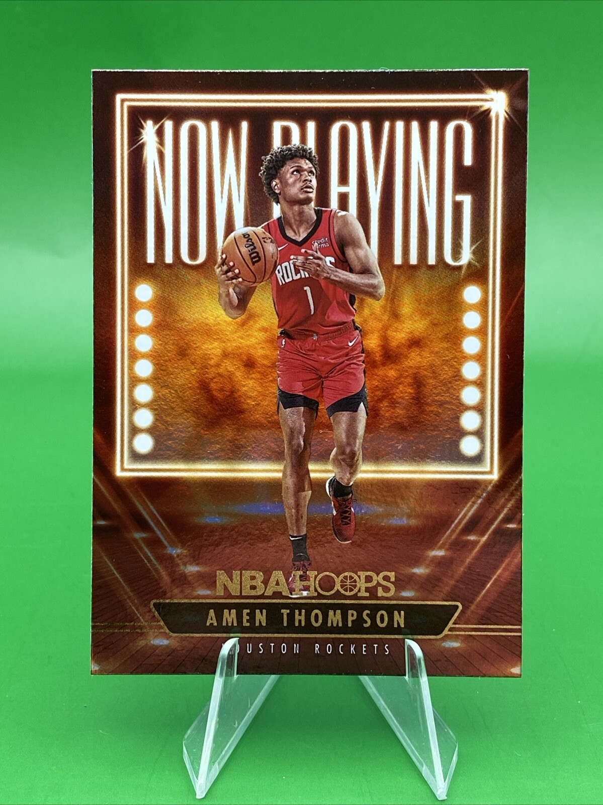 🎬 2023-24 NBA Hoops Amen Thompson Now Playing Insert Holo RC 18 Houston Rockets
