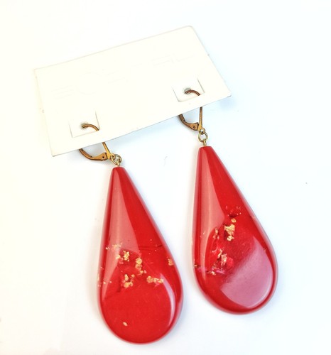 Sobral Orlando Desenvolvimento Red & Gold Metalique Artist Made Earrings - Picture 6 of 6
