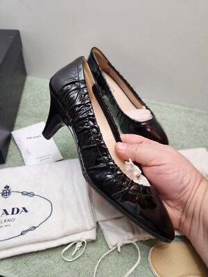Prada Sz 6.5 (36 1/2) Black Pumps 2 in Heels Vernice Soft Nero