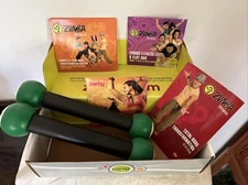 Zumba Join the Party 2 Green Shake Weights 1 lb & 3 DVD Set & Total Body Guide