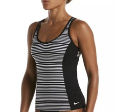 NWT Nike Womens Size S Black Keyhole Back Tankini Swimsuit Top 60 NESSA256 001