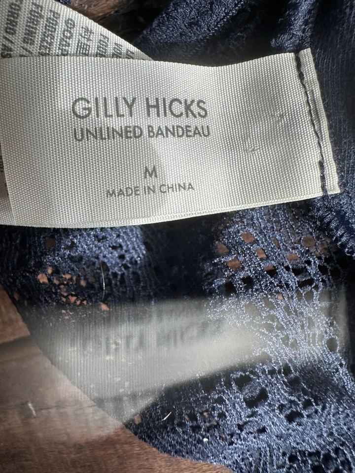 GILLY HICKS Women`s Size Medium Navy Blue Lace Lined,  Bandeau Strapless Bra - Image 3 of 4