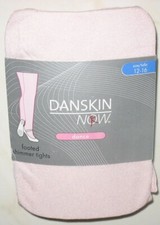 DANSKIN NOW - NEW - PINK FOOTED SHIMMER TIGHTS SIZE 12-16 56-63" 74-110lbs DANCE