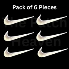Swoosh patches Iron-on swoosh embroidered patch white swoosh 2.5" 6-pieces