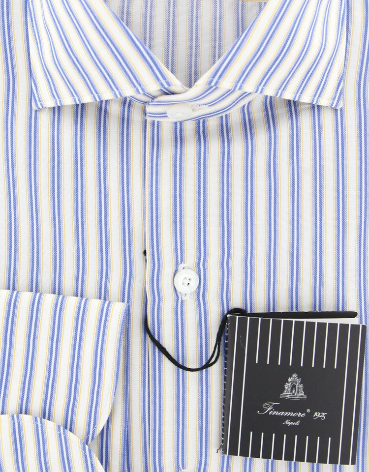 Camisa Finamore Napoli Rayas Blancas - Extra Delgada - 15.75/40 - (F15183) Foto 2 de 4