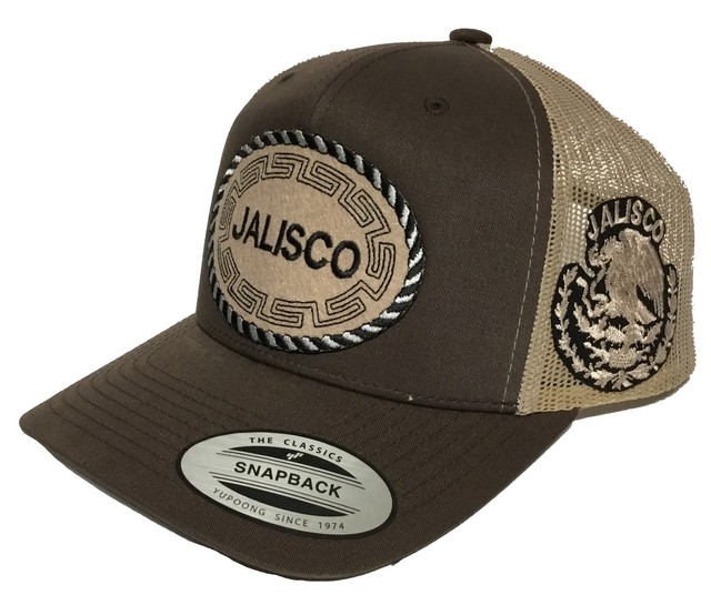JALISCO MEXICO BASEBALL HAT 2 LOGOS BROWN KHAKI MESH TRUCKER SNAP BACK eBay