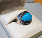 Vintage Sterling Silver 925 Native Indian Tribal Turquoise Ring USA Sz 7.5 — photo 1