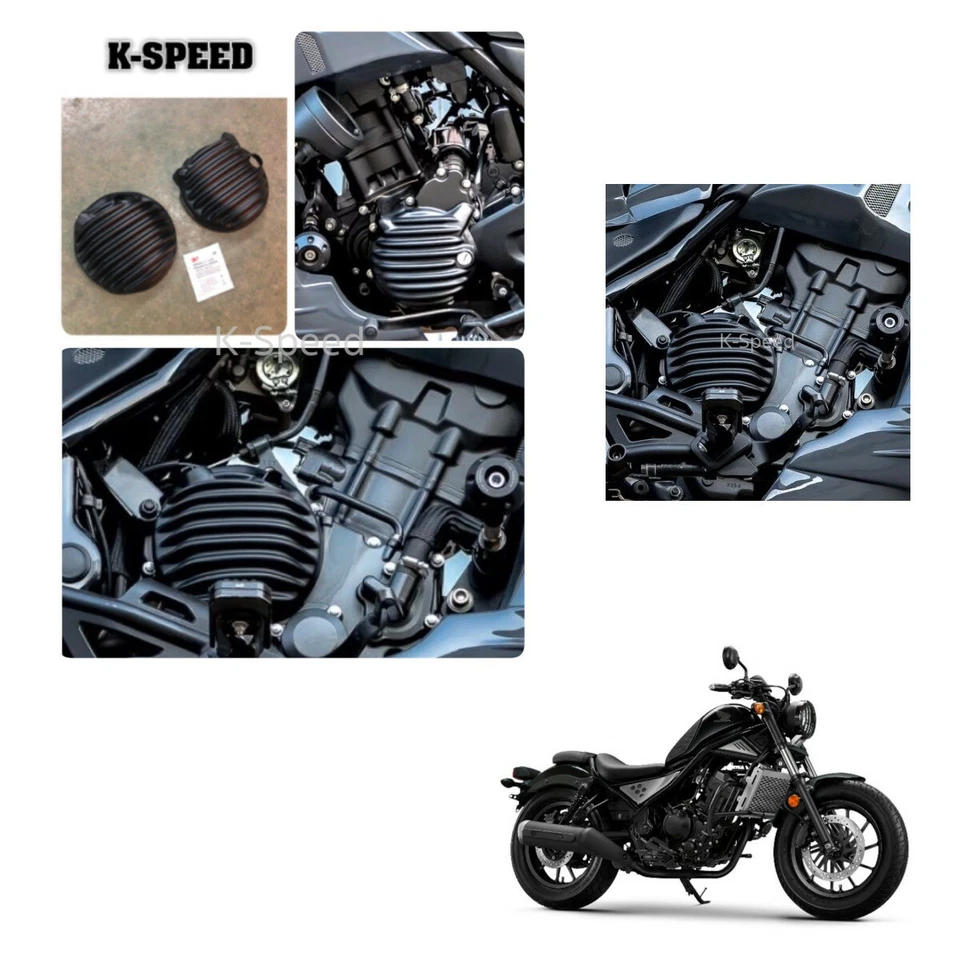 Juego de 2 cubiertas de motor Diablo negras para Honda Rebel 300cc 2016-2019 Foto 2 de 4