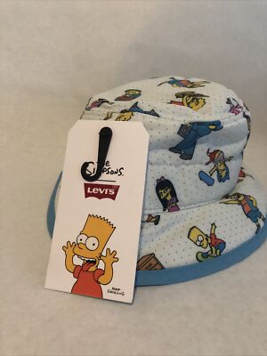 Levi's x The Simpsons Cozy Puffer Bucket Hat All Over Print Men's M New