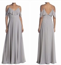 Jenny Yoo Mila Bridesmaid Dress Maxi MIneral Gray - Women's Size 8