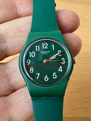 VINTAGE SWATCH SWISS WATCH GREEN COLOR SMALL WRISTWATCH MINT