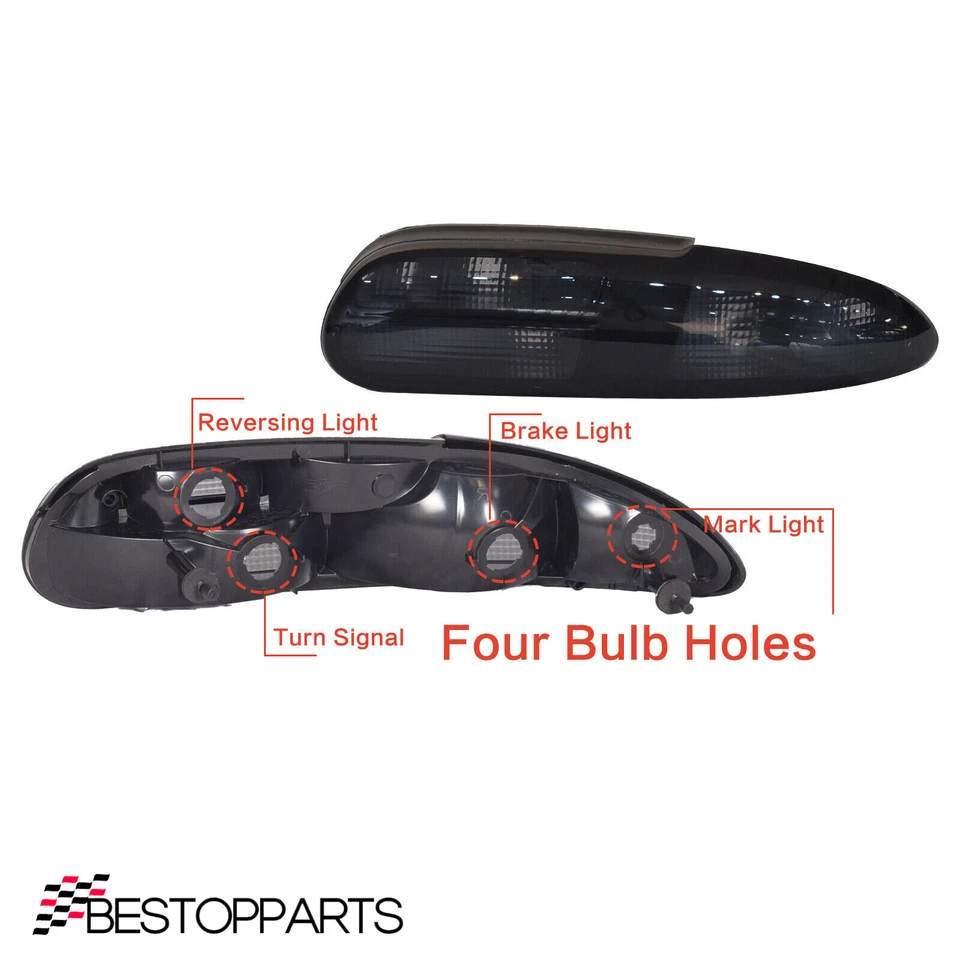 For Chevrolet Camaro Z28/SS 1993-2002 Halogen Tail Light Lamp 4 Holes Full Smoke - Imagem 2 de 4