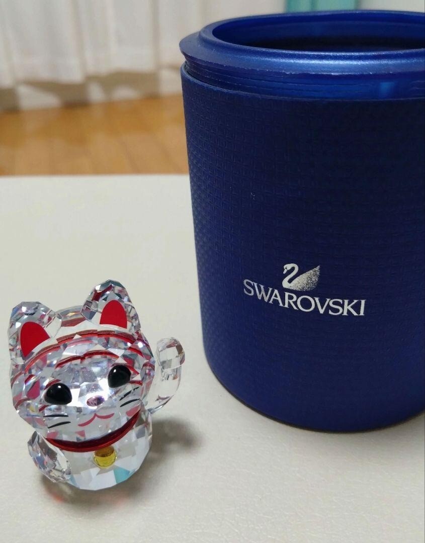 SWAROVSKI Crystal LUCKY CAT Asian Symbol RETIRED From Japan