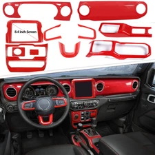 Steering Wheel & Center Console Control Panel Trim Kit For Wrangler JL JT 18-24