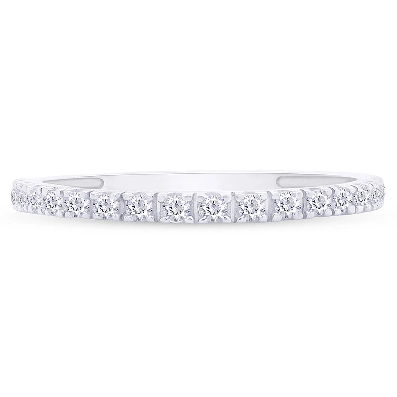 1/4CT Round Cut Diamond Real Solid 10K White Gold Wedding Ring - Image 2 of 4