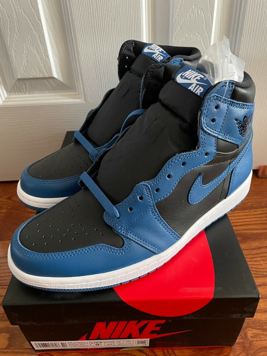 Nike Air Jordan 1 High Marina Blue 9.5 555088-404 Royal Black