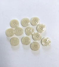 12 Buttons Pearlized Iridescent Off White Ivory Plastic 4-Hole Sewing 23mm WH17