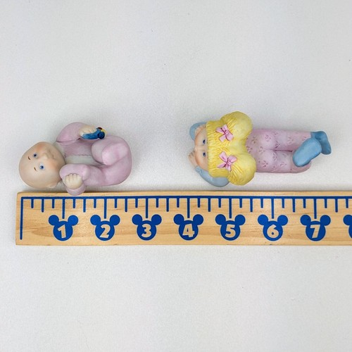Vintage 1984 cavolo toppa bambini porcellana statuine bambino rosa trecce bionda ragazza - Foto 3 di 10