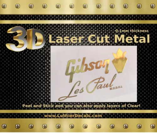 Gibson Les Paul Model Guitar Decal 3d metal Headstock Restoration Logo m4