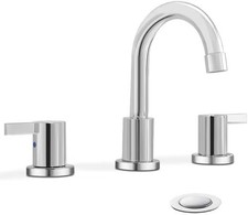 Phiestina Chrome Widespread Bathroom Vanity Faucet 3 Hole 8 Inch Metal Drain