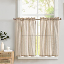 Kitchen Linen Striped Curtains Tier Curatins Cafe Curtains Bathroom Kitchen Farm